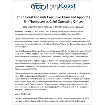 Press Releases Third Coast Expands Executive Team